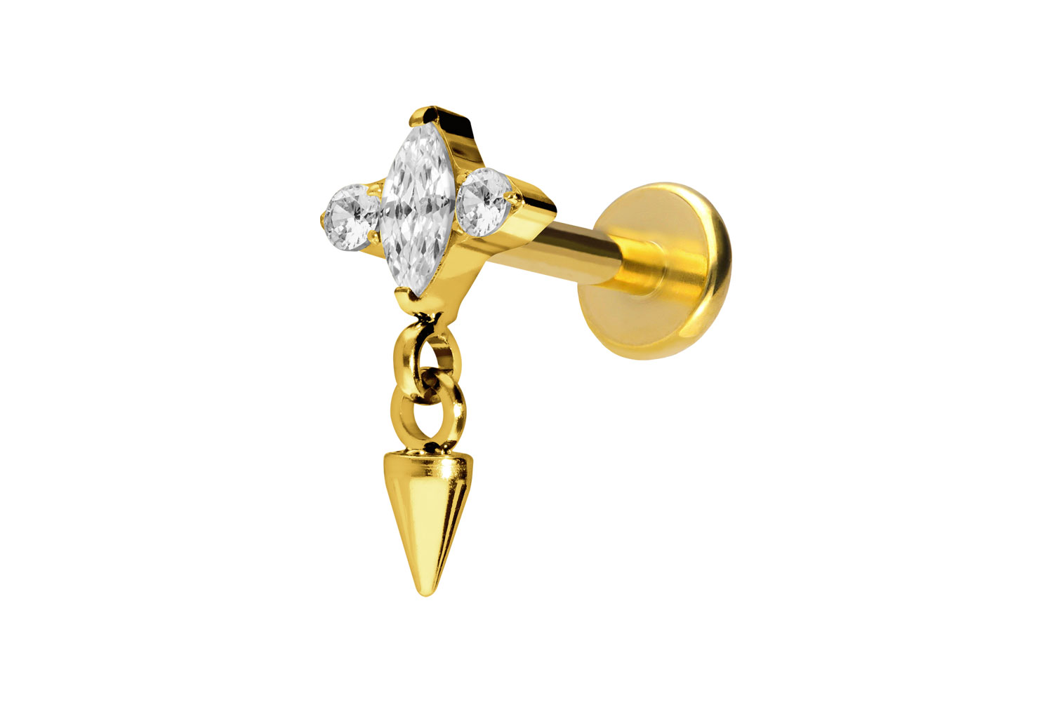 Titan Labret Piercing mit Innengewinde EINGEFASSTE KRISTALLE + SPITZE